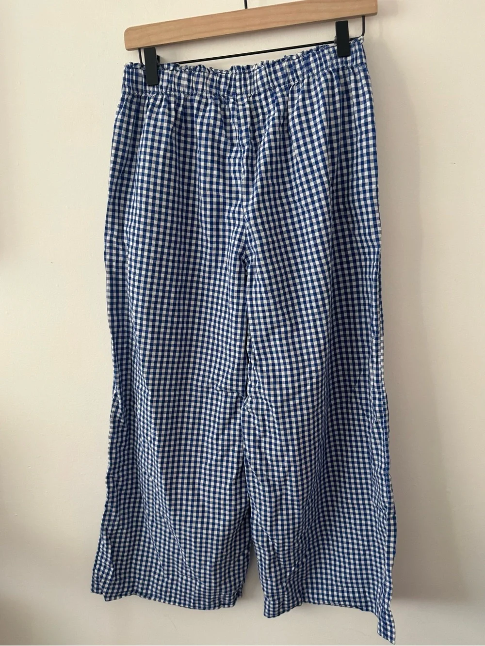 LOFT Blue and White Gingham Smocked Top Set